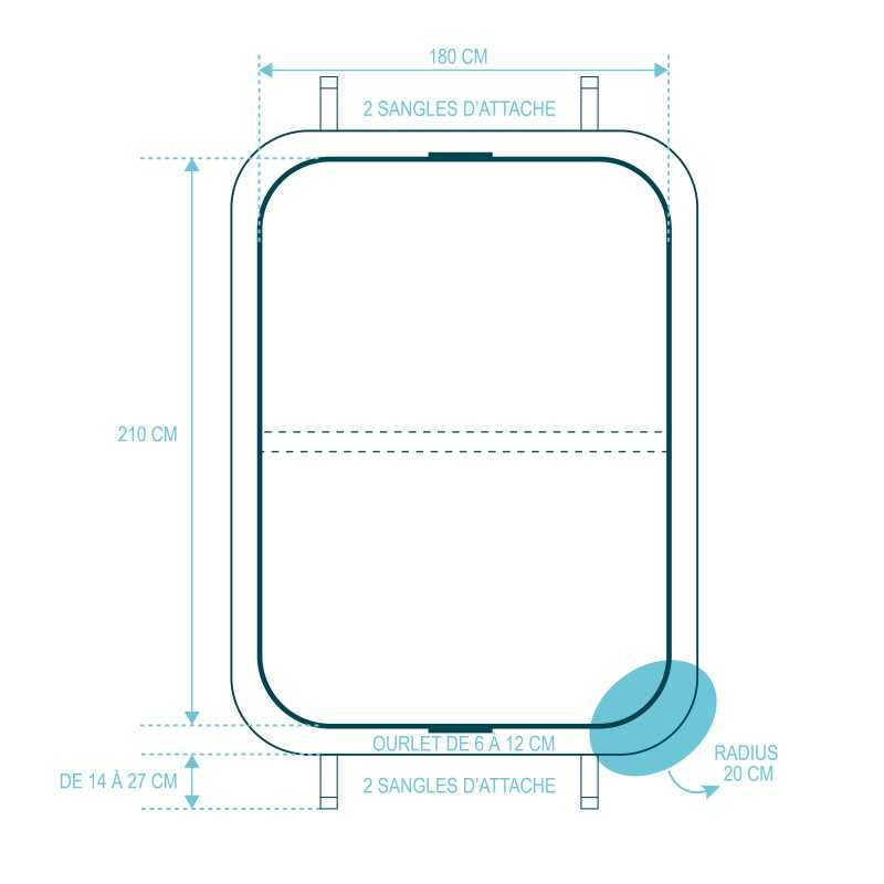 Couverture seule pour spa 210 x 180 cm Rayon 20 cm