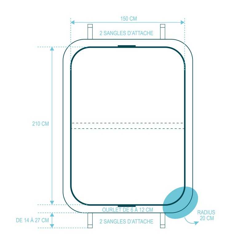 Couverture seule pour spa 210 x 150 cm Rayon 20 cm