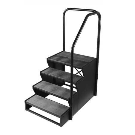 Escalier 4 marches avec rampe d'accès de sécurité