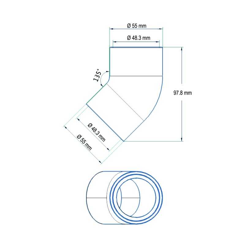 Coude 45° de 1,5" - Raccord F/F