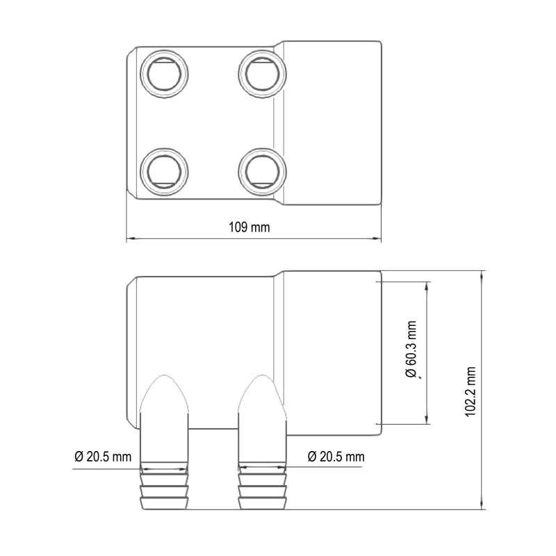 Connecteur 2" avec 4 sorties de 3/4"