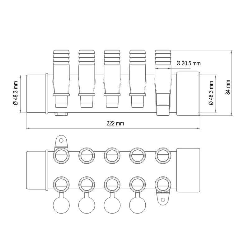 Connecteur 1,5" avec 10 sorties de 3/4"