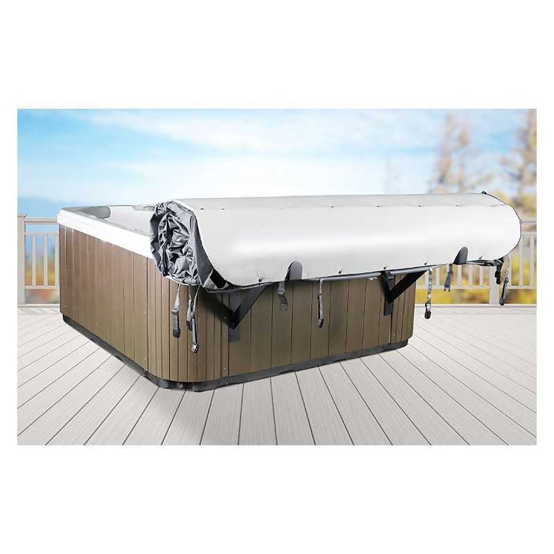 Bras de maintien pour couverture de spa enroulante avec fixation sur panneau