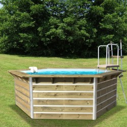 Piscine en bois hexagonale hors sol Water'clip CEBU