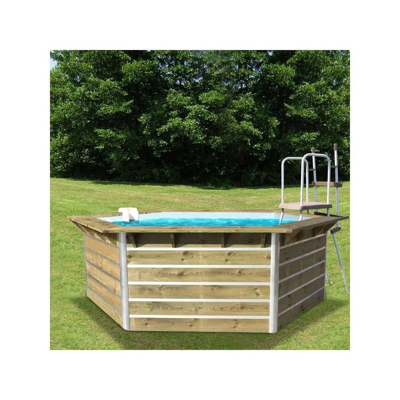 Piscine en bois hexagonale hors sol Water'clip CEBU | 350 x 295 x 111 cm | Piscines Water'clip | Avospas