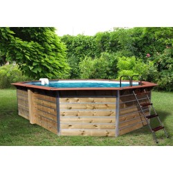 Piscine en bois octogonale longitudinale 135° hors sol Water'clip LUCON | 590 X 420 X 111 CM | Piscines Water'clip | Avospas