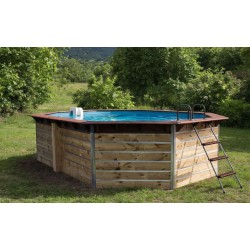 Piscine en bois octogonale longitudinale 135° hors sol Water'clip FUGUA | 590 X 420 X 129 CM | Piscines Water'clip | Avospas