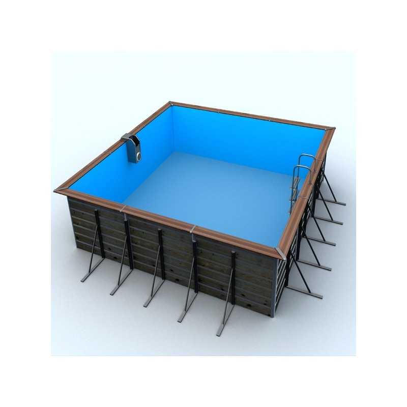Piscine en bois carrée hors sol Water'clip EGINE | 370 X 370 X 147 CM | Piscines Water'clip | Avospas