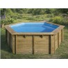 Piscine en bois hexagonale rainurée languette hors sol EWEN | Ø395 x H 117 cm | Piscines Swimwood | Avospas