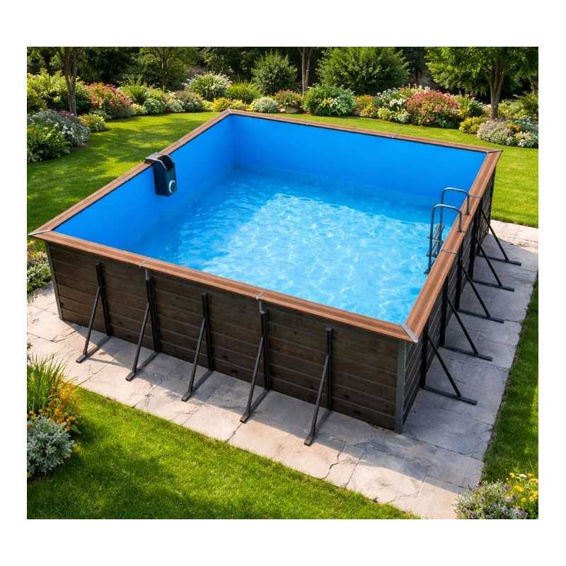 Piscine en bois carrée hors sol Water'clip SOLTA | 520 X 520 X 147 CM | Piscines Water'clip | Avospas