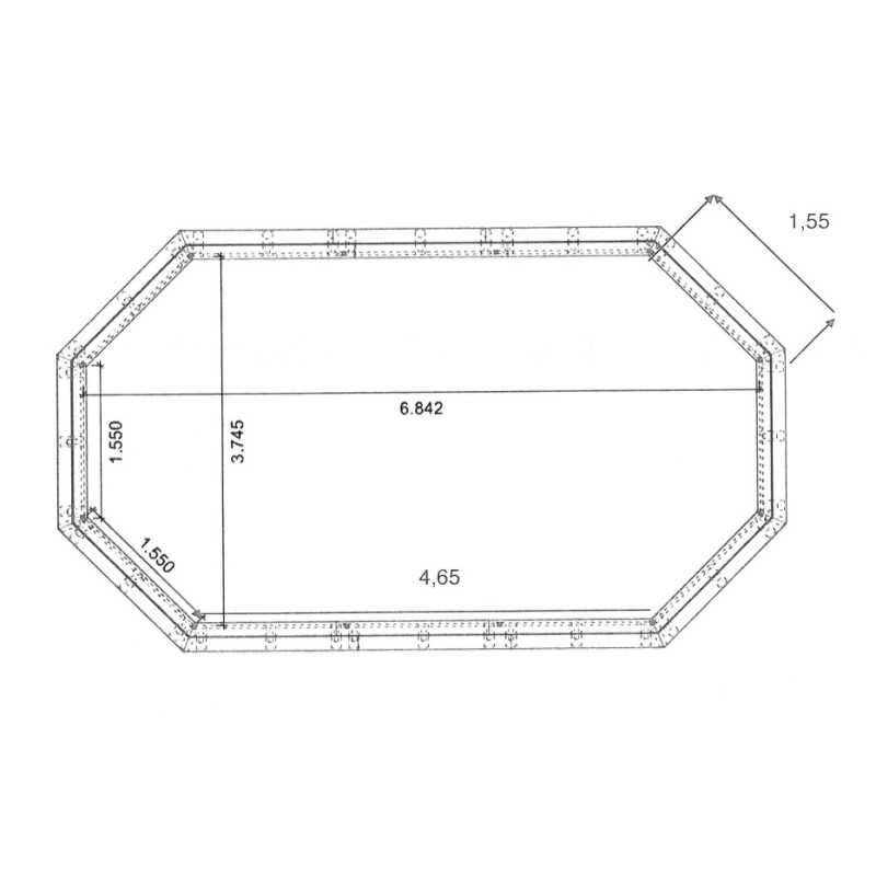 Liner 70/100 Longitudinal angle 135° 680 x 370 x 126 cm cote intérieur Waterclip | Avospas