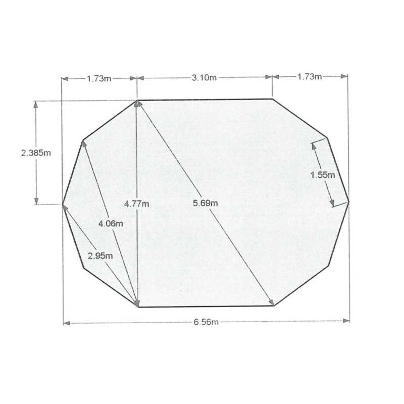 Liner 70/100 longitudinal angle 144° 644 x 477 x 144 cm cote intérieur Waterclip | Avospas