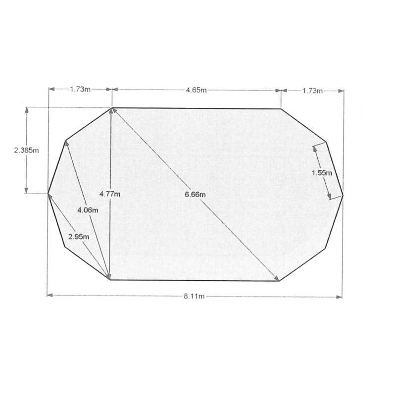 Liner 70/100 longitudinal angle 144° 799 x 477 x 144 cm cote intérieur Waterclip | Avospas