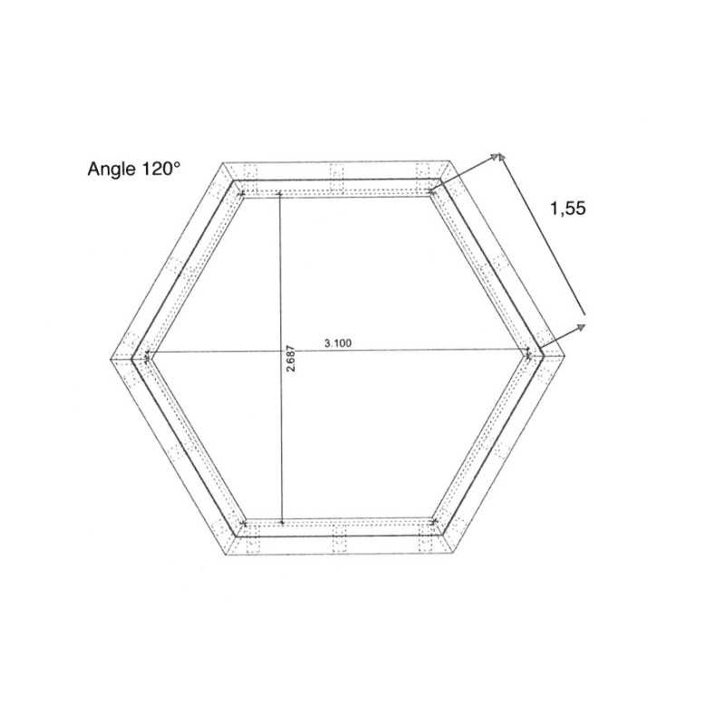 Liner 70/100 Hexagonal angle 120° 310 x 54 cm cote intérieur Waterclip | Avospas