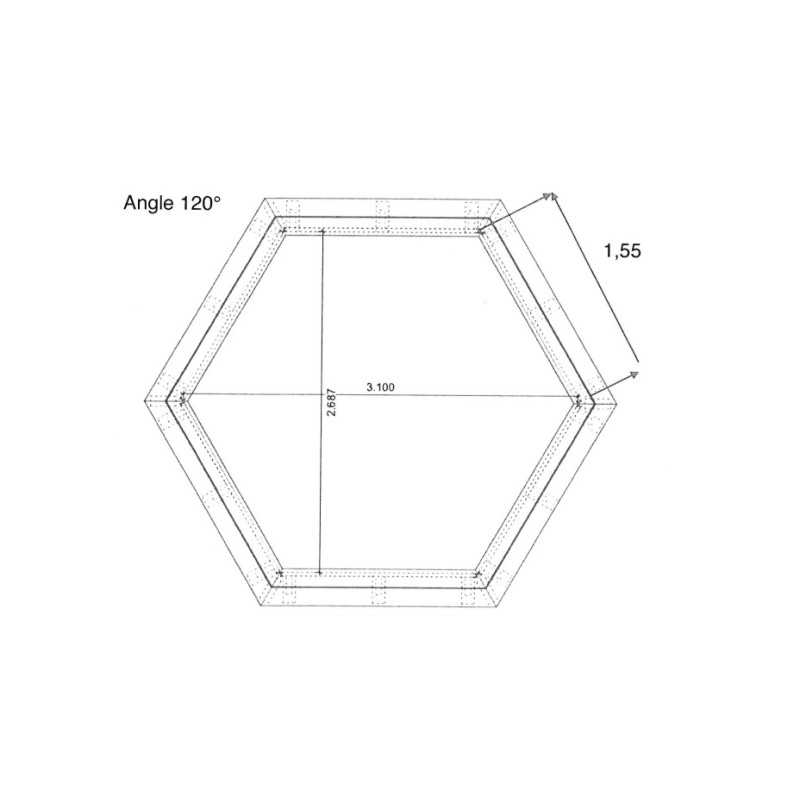 Liner 70/100 Hexagonal angle 120° 310 x 72 cm cote intérieur Waterclip | Avospas