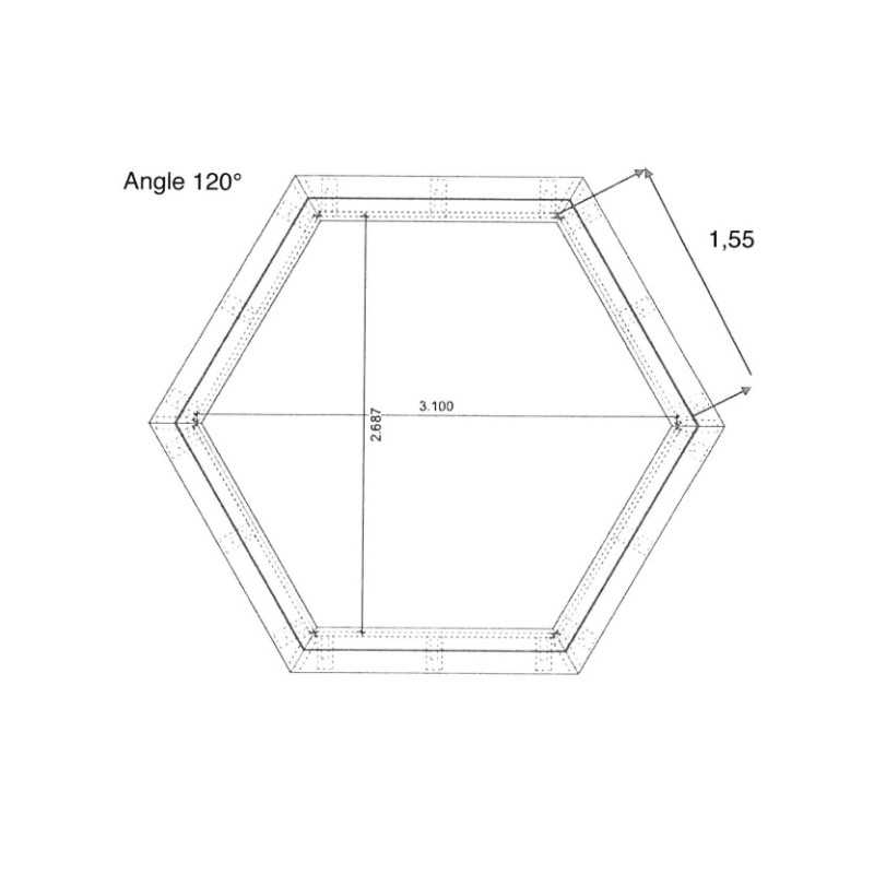Liner 70/100 Hexagonal angle 120° 310 x 108 cm cote intérieur - Piscine CEBU Waterclip | Avospas