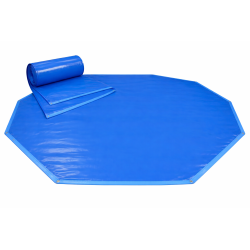 copy of Couverture à bulle été bleu piscine rainurée languette hexagonal EWEN Ø395 cm