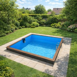 Piscine en bois carrée semi-enterrée ou enterrée SOLTA | 520 X 520 X 147 CM | Piscines Water'clip | Avospas