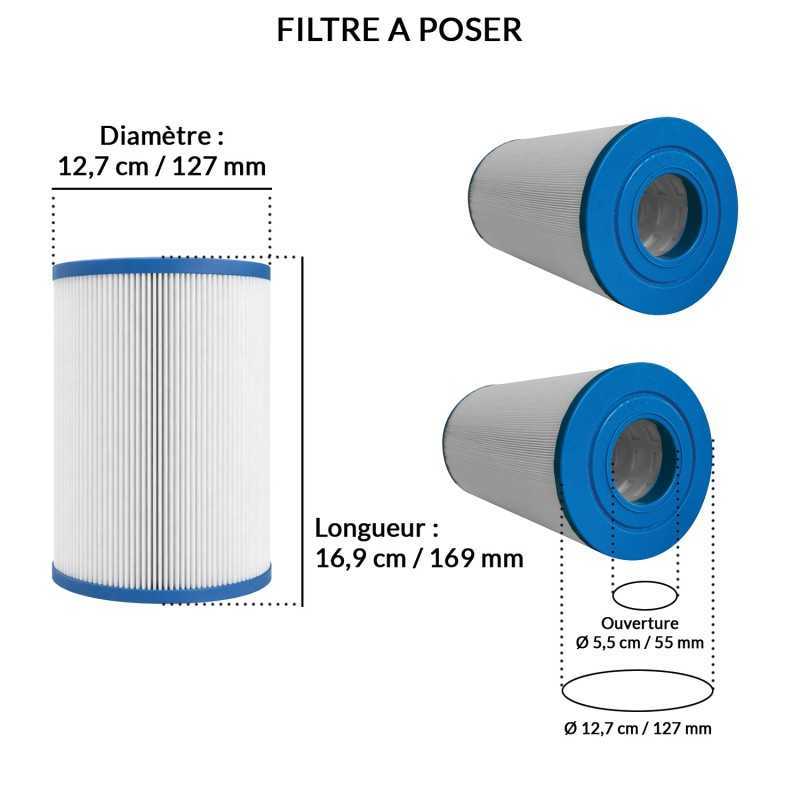 Filtre Spa | Diamètre 127 mm Longueur 169 mm | Dimensions