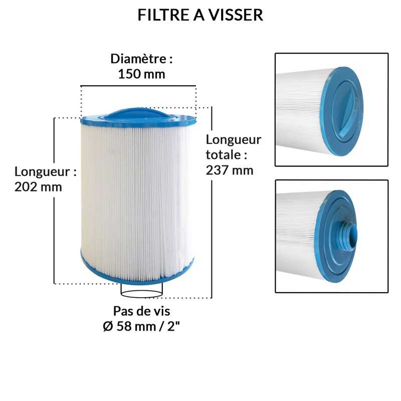Filtre spa | Diamètre Ø 15 cm | Longueur 20,2 cm | Avospas