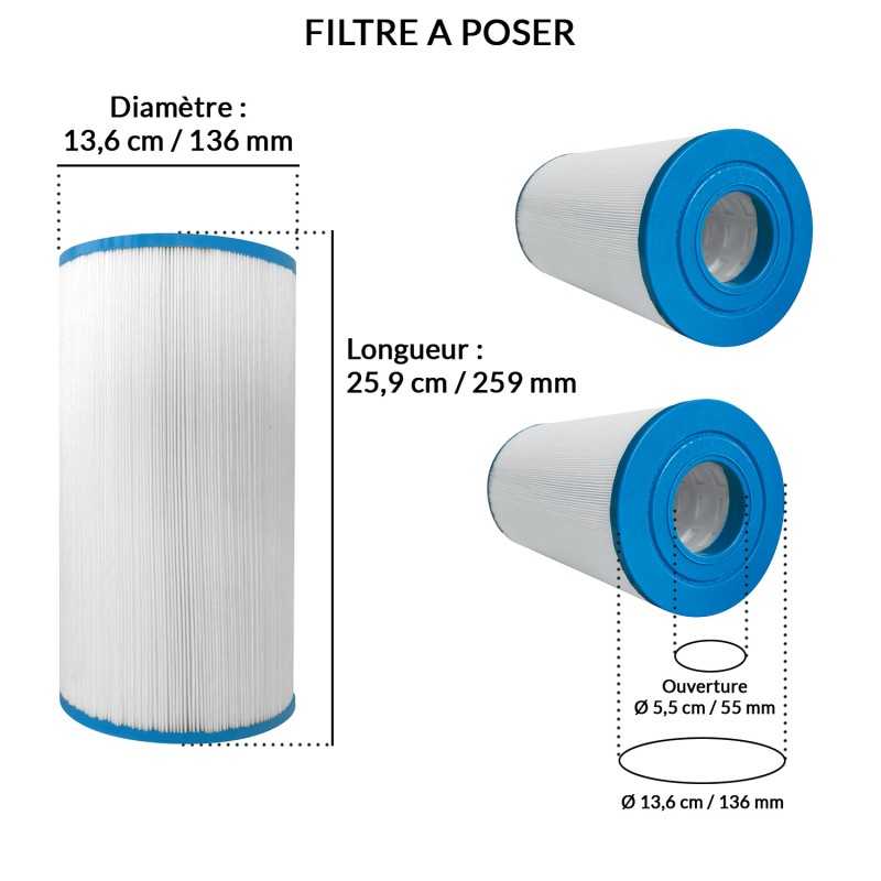Filtre Spa | Diamètre Ø 136 mm Longueur 259 mm | Avospas