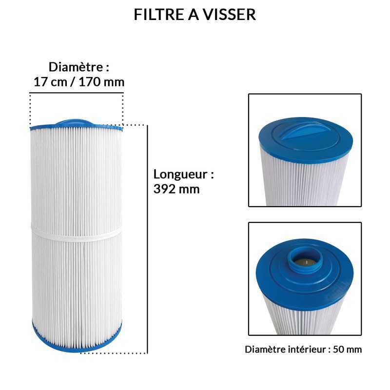 Lot de 4 filtres Spa | Diamètre Ø 17 cm | Longueur 392 mm