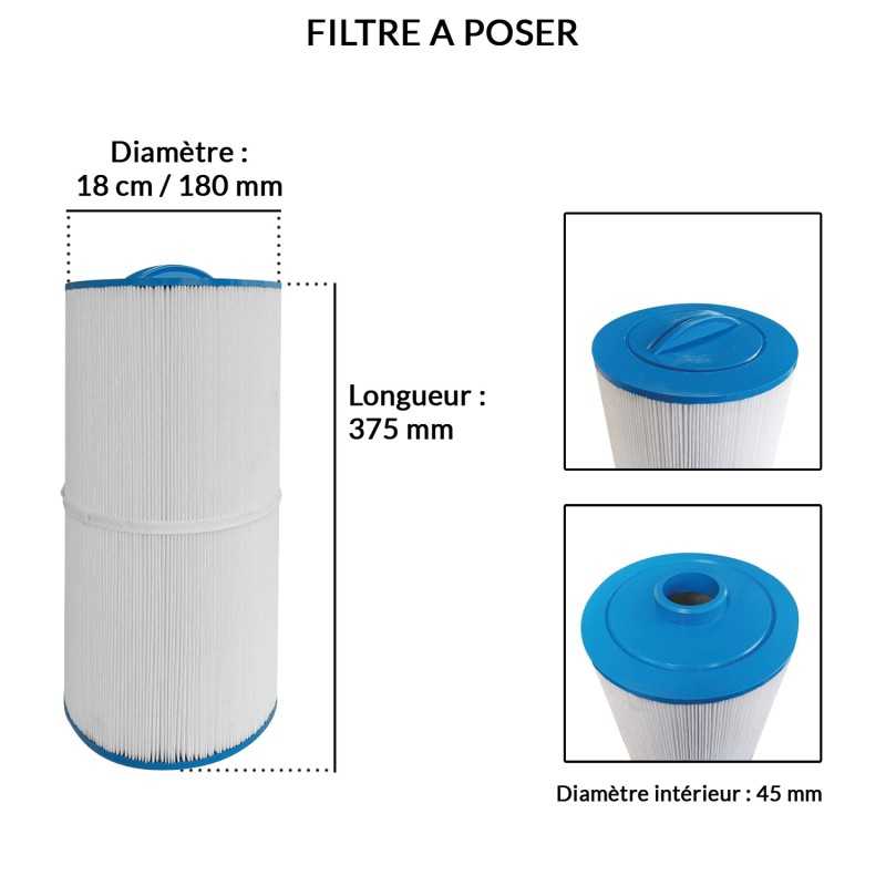 Filtre Spa | Diamètre 180 mm | Longueur 375 mm | Avospas