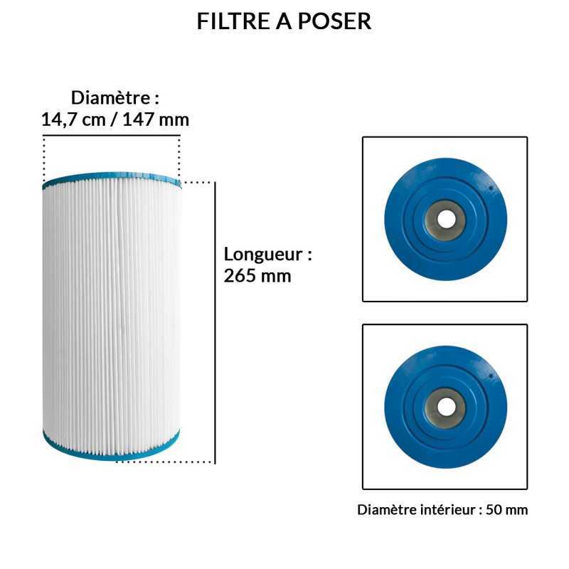 Lot de 4 filtres Spa | Diamètre 147mm | Longueur 265 mm