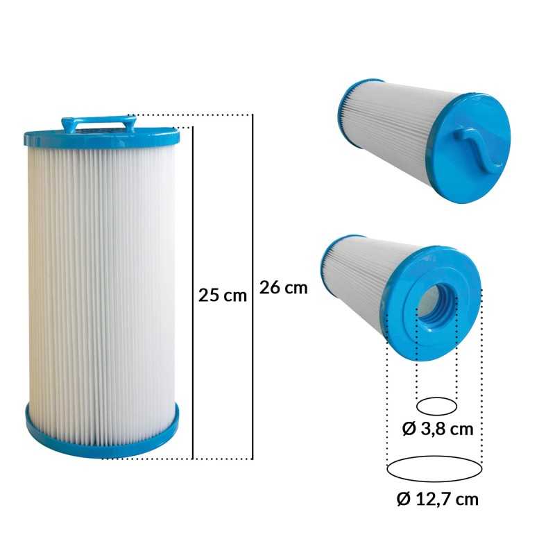 Lot de 4 filtres Spa | Diamètre Ø 12,7 cm | Longueur 25 cm
