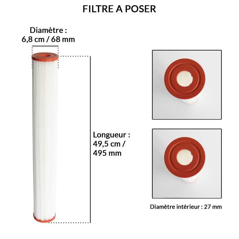 Filtre Spa | Diamètre 68mm | Longueur 495mm | Avospas