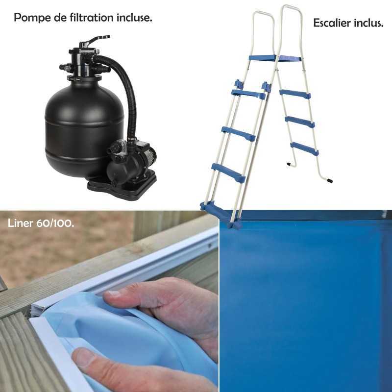 Pack Piscine en bois EWEN + Pompe à chaleur 30m³ + Couverture offerte !