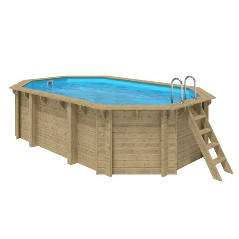 Pack Piscine Bois EMEO 541x350 + PAC Waterclip + Bâche Offerte !