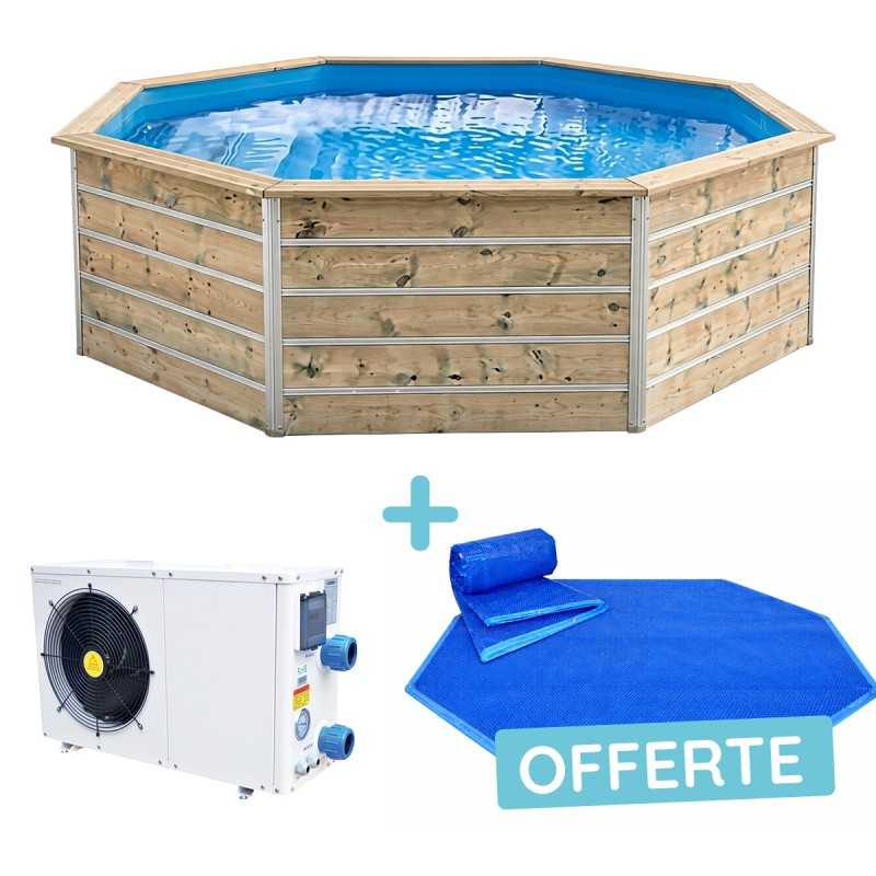 Pack Piscine Bois CLEOFAS Ø460 + PAC Waterclip + Bâche Offerte !