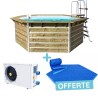 Pack Piscine Bois CEBU + Pompe à Chaleur + Bâche Offerte | Piscines Water'clip | Avospas