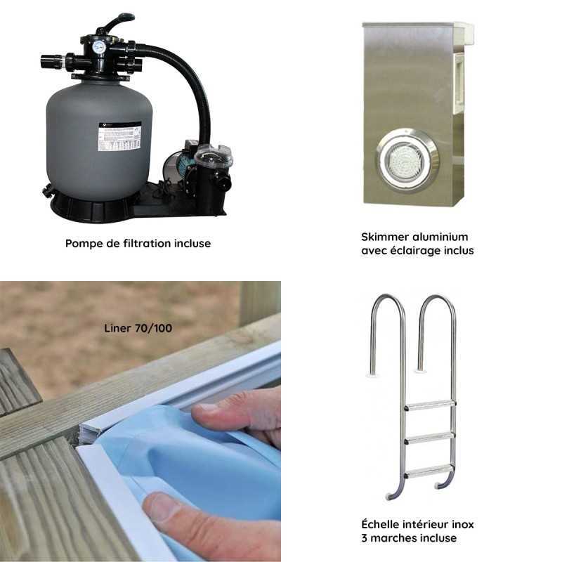 Pack Piscine Bois SOLTA + PAC 60m³ + Bâche Offerte | Piscines Water'clip | Avospas