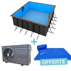 Pack Piscine Bois SOLTA + PAC 60m³ + Bâche Offerte | Piscines Water'clip | Avospas