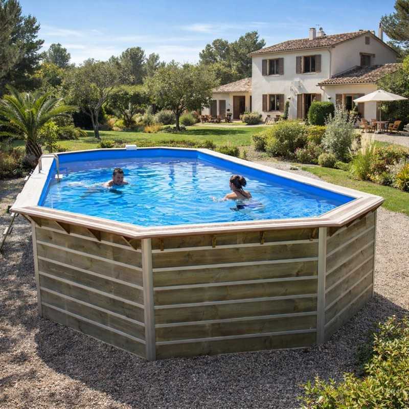 Pack Grande piscine Bois CALAYAN + PAC 60m³ + Bâche Offerte | Piscines Water'clip | Avospas