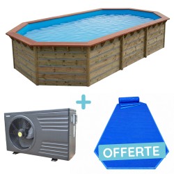 Pack Grande piscine Bois CALAYAN + PAC 60m³ + Bâche Offerte | Piscines Water'clip | Avospas