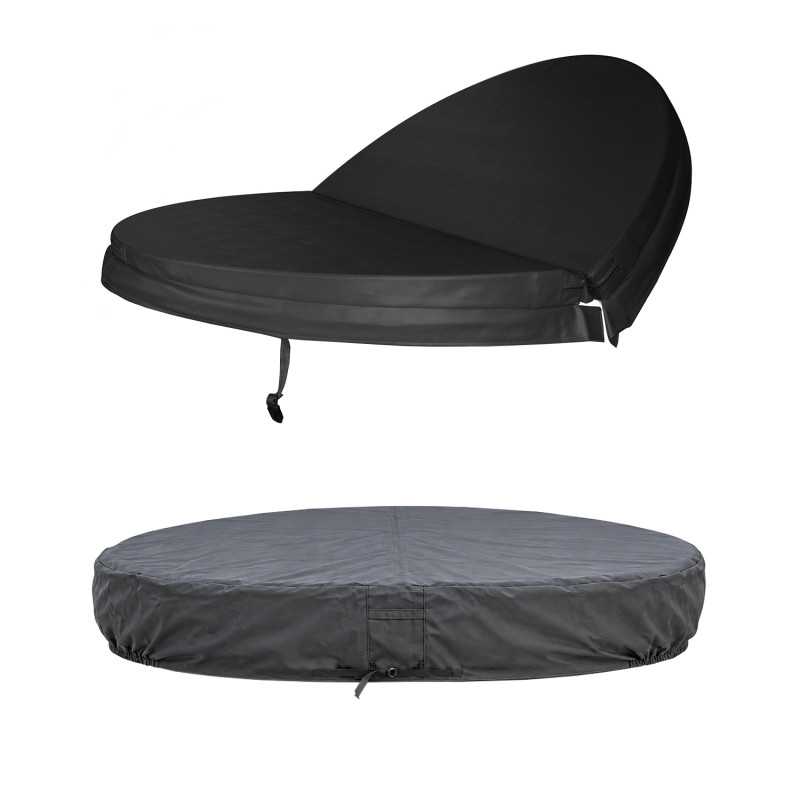 Lot : Couverture Spa ronde noire Ø 200 cm + Housse d'hivernage