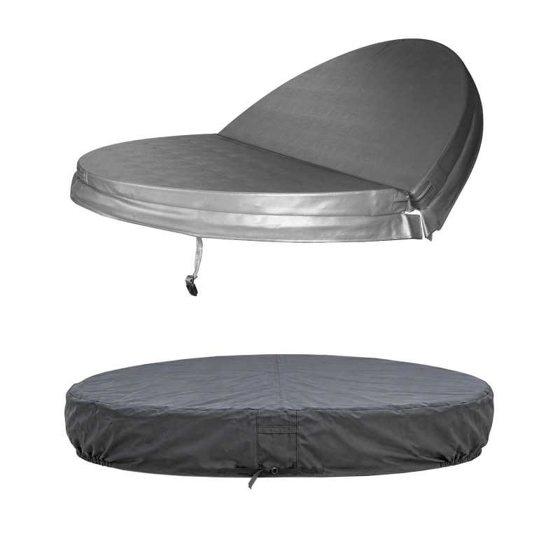 Lot : Couverture Spa ronde grise Ø 200 cm + Housse d'hivernage